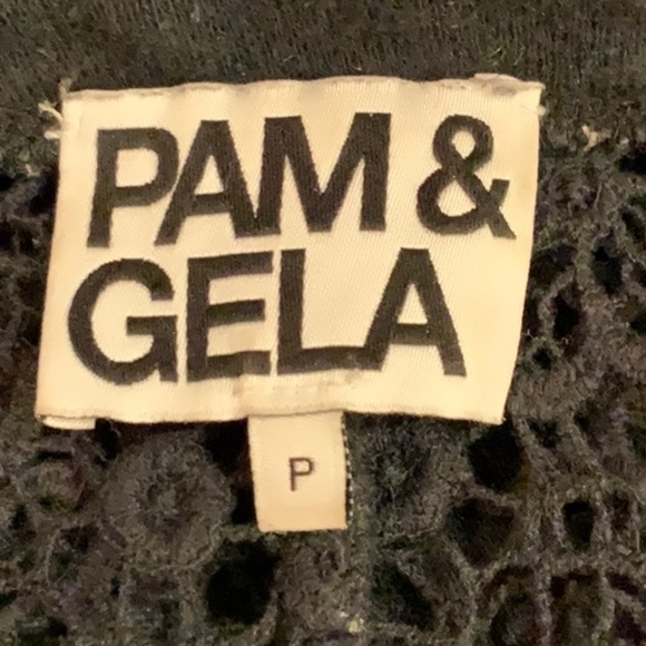 ❤️ 4 /$25 SALE! Pam & Gela Black Lace Sweatshirt Sz Petite XS Open Back Sweater - Picture 8 of 10